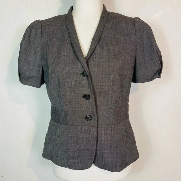 Banana Republic Women’s Size 6 Short Sleeve Blazer Jacket Pleated Button Down - Picture 1 of 7